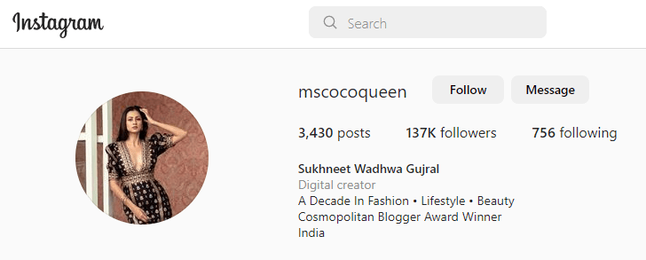 Sukhneet Wadhwa (@mscocoqueen) instagram