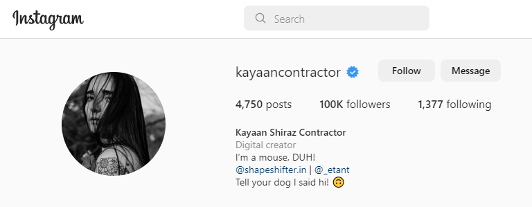 Kayaan Contractor (@kayaancontractor) instagram