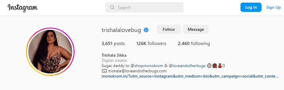 Trishala Sikka (@trishalalovebug) instagram